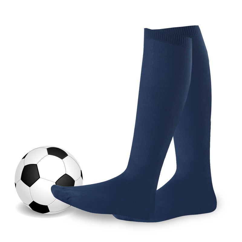 TeeHee Socks Athletic Soccer Baseball Active Team Sports Socks Cushion Tube Knee High 3 Pairs Navy Large Men Sock 10-13 - Image 2